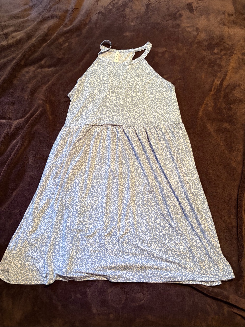 mts Light Blue Floral Halter Midi Dress
